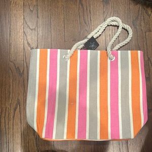 Stripped Beach Bag with Rope Handles